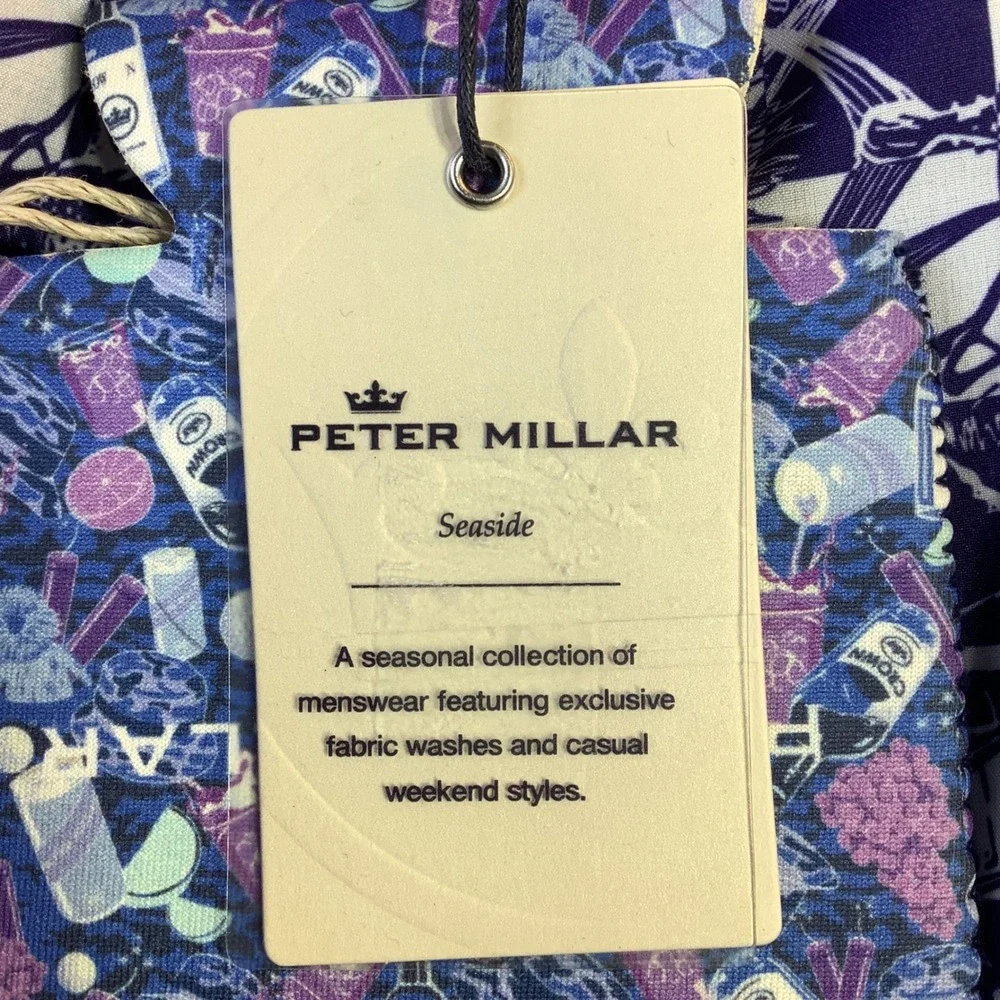 Peter Millar Seaside Men Fish Print Swim Trunks Size‎ S NWT